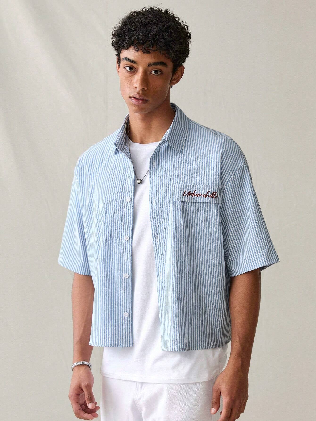 Camisa UrbanChill StreetEZ de manga curta listrada