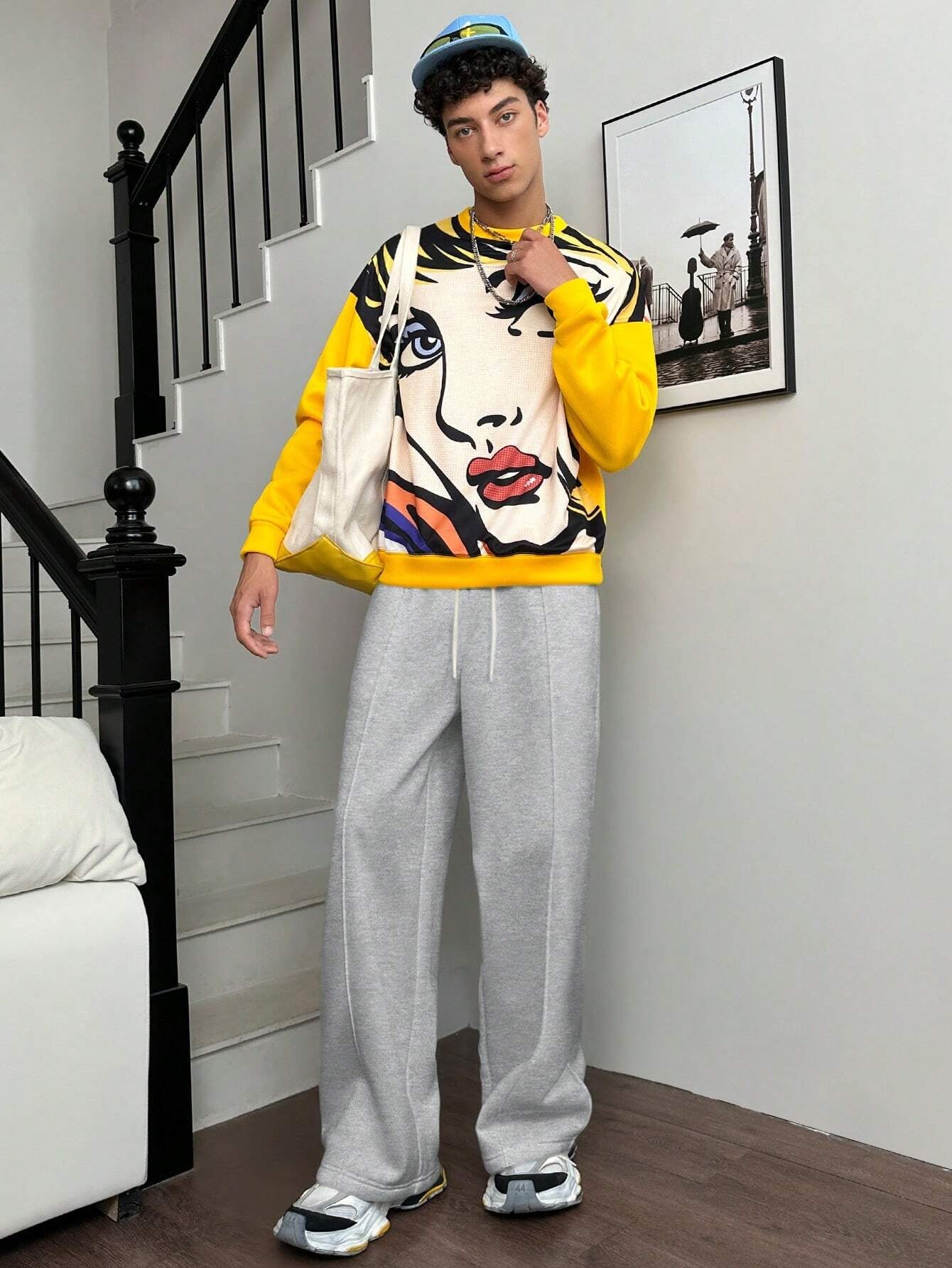 Calça Vintage Oversized Malha Estilo Y2K