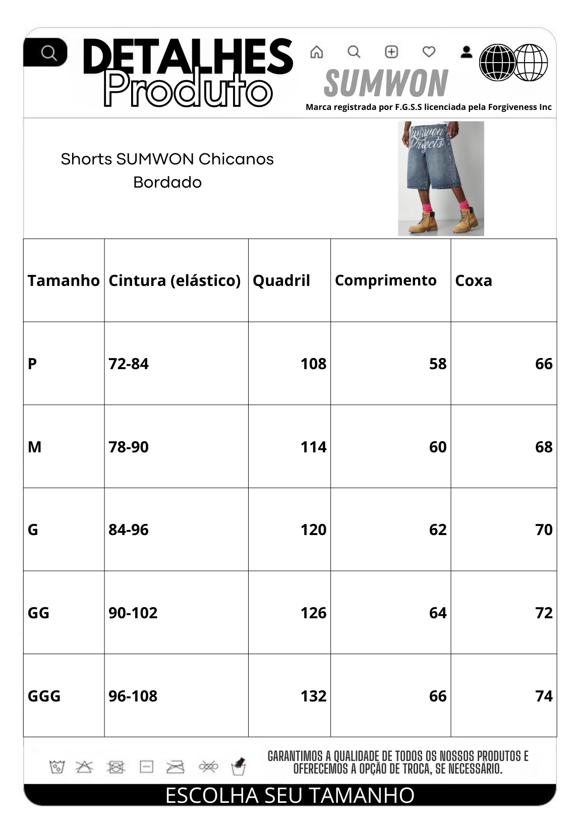 Shorts SUMWON Chicanos Bordado