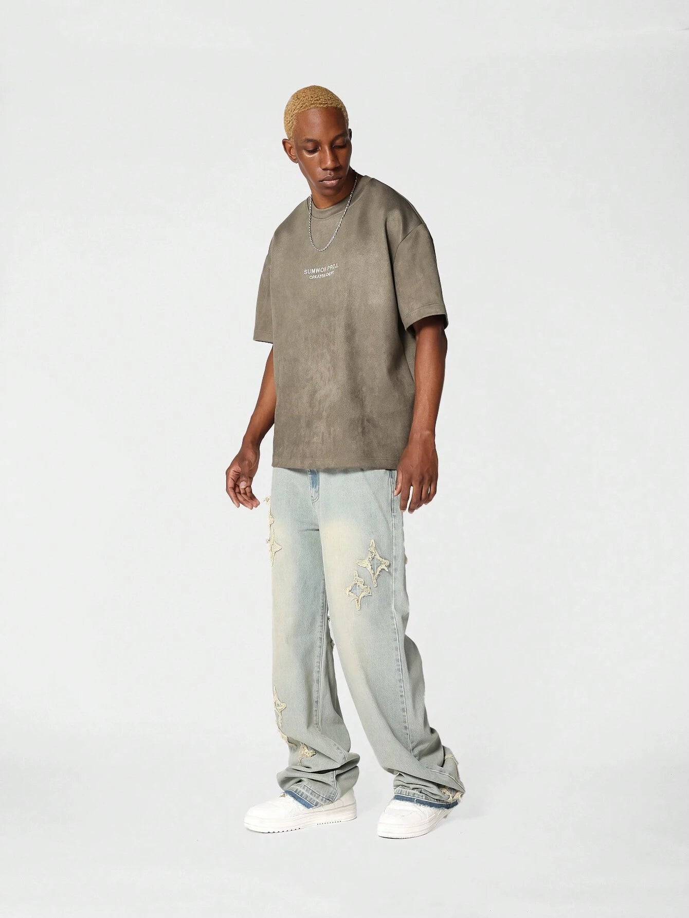 Calça SUMWON Denim Solto com Aplicação Stars