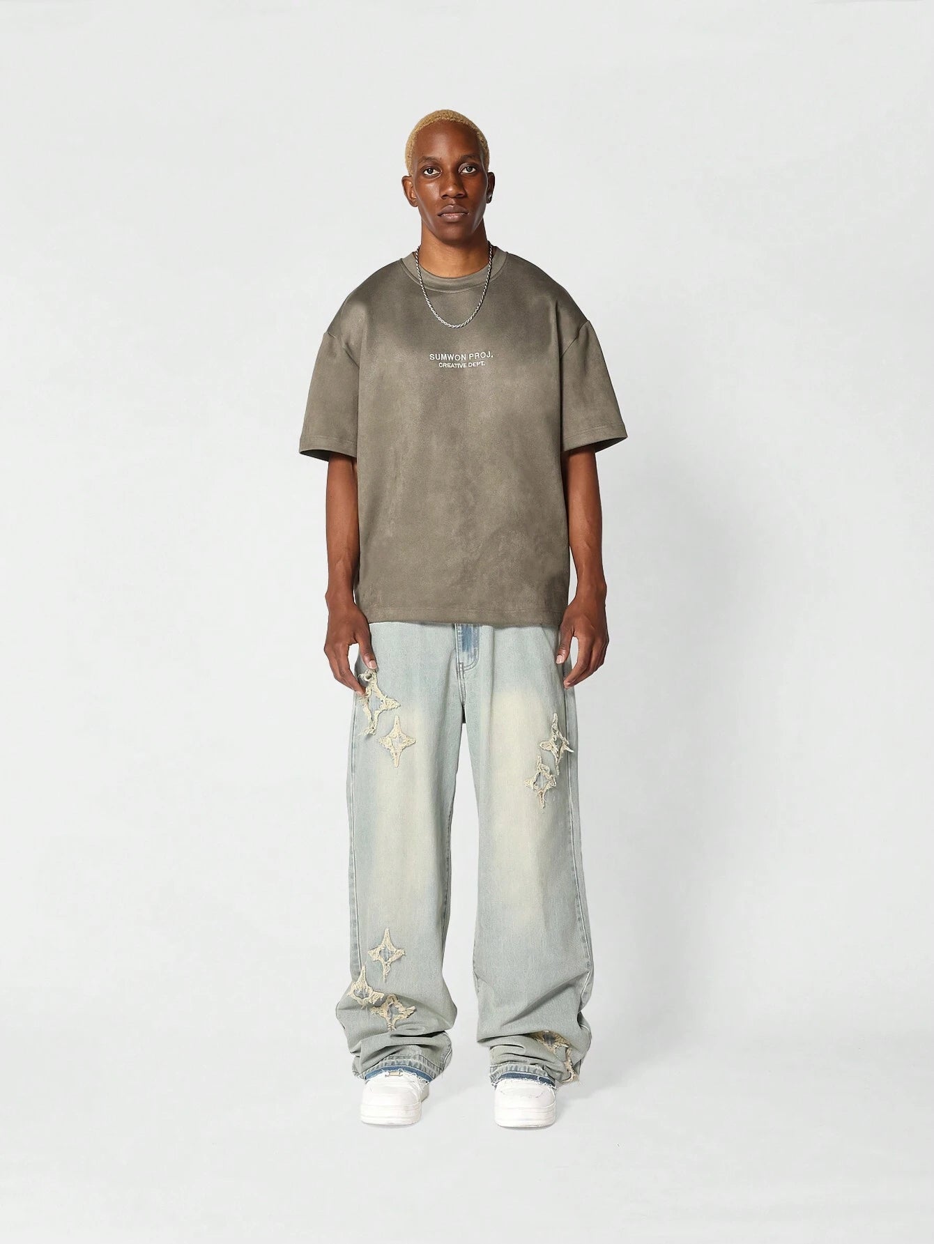 Calça SUMWON Denim Solto com Aplicação Stars
