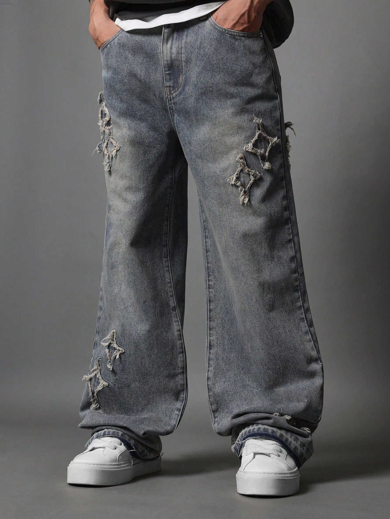 Calça SUMWON Denim Solto com Aplicação Stars