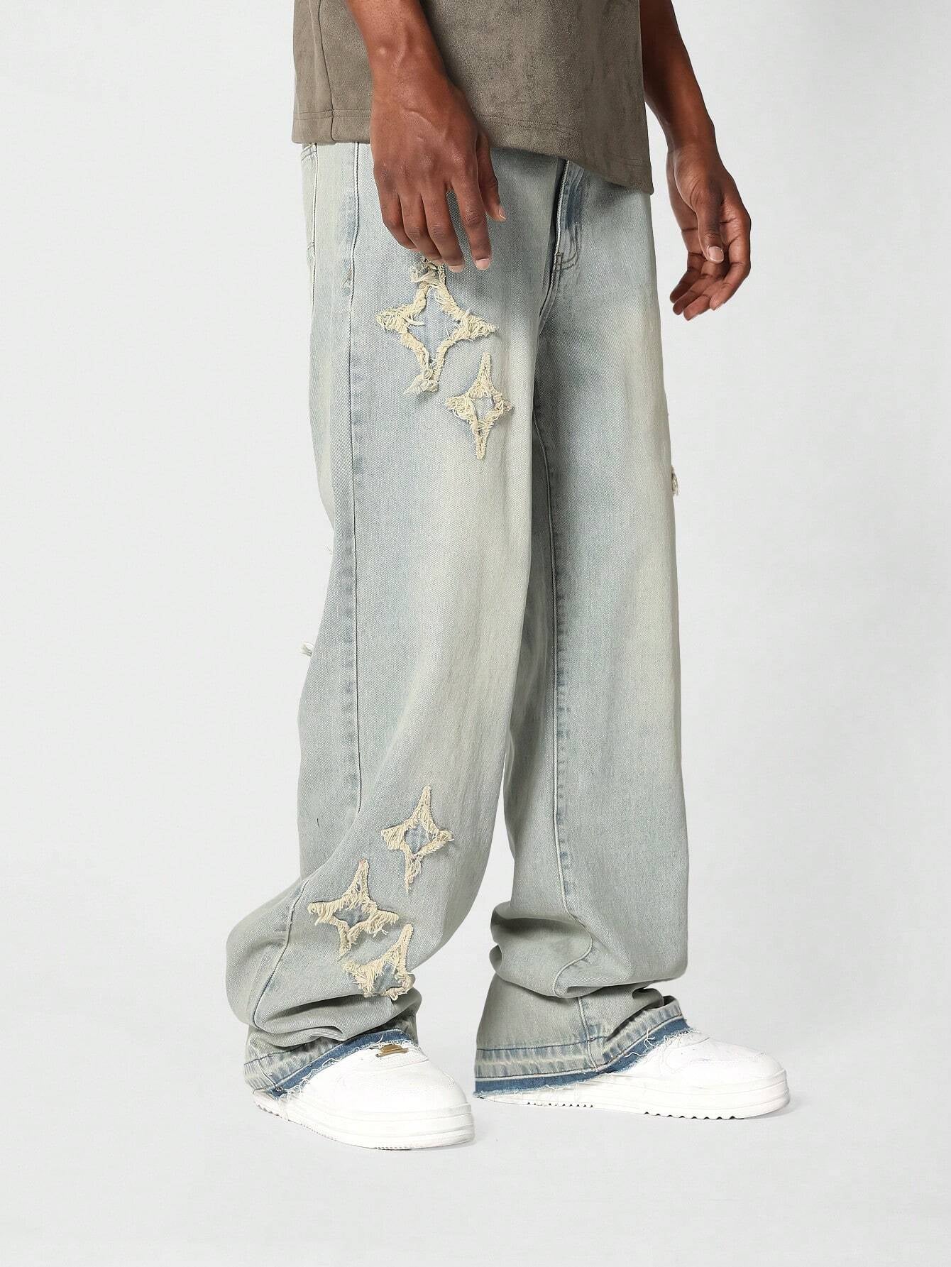 Calça SUMWON Denim Solto com Aplicação Stars