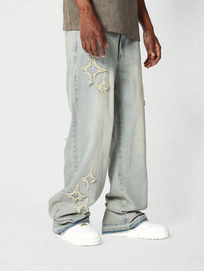 Calça SUMWON Denim Solto com Aplicação Stars