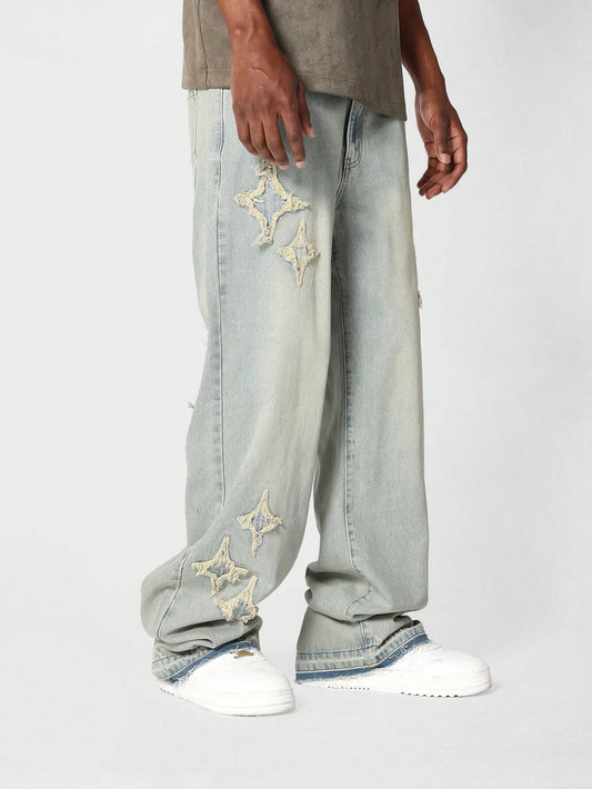 Calça SUMWON Denim Solto com Aplicação Stars