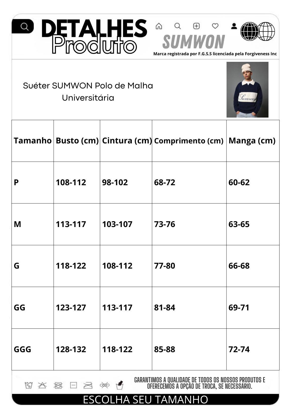 Suéter SUMWON Polo de Malha Universitária