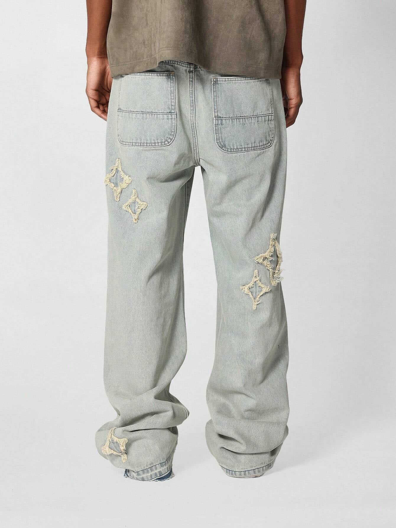 Calça SUMWON Denim Solto com Aplicação Stars