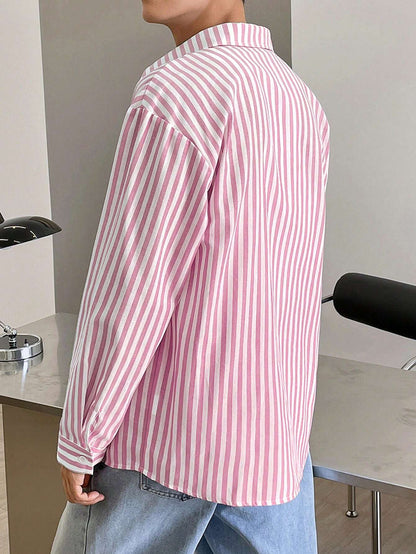 Camisa Joysei Social de Manga Longa Listrada