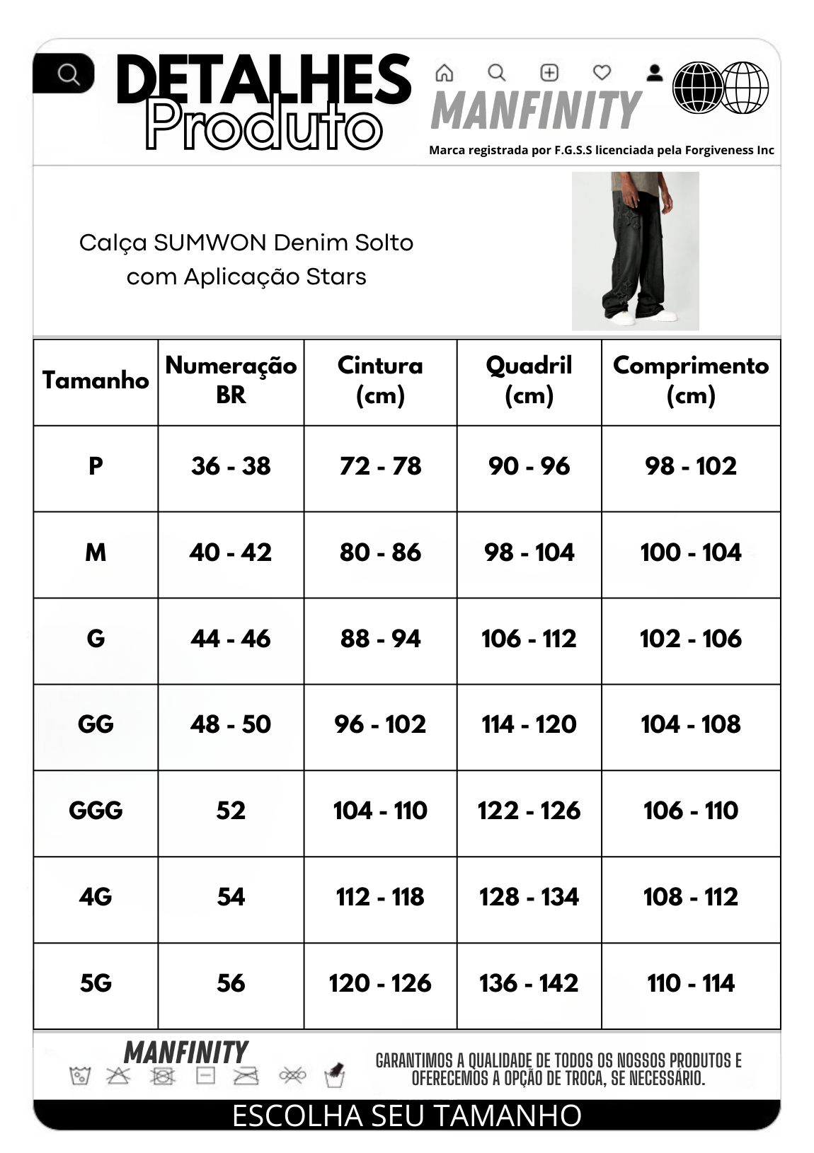 Calça SUMWON Denim Solto com Aplicação Stars