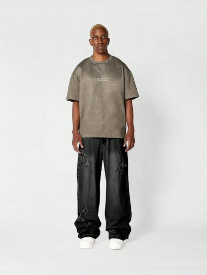 Calça SUMWON Denim Solto com Aplicação Stars