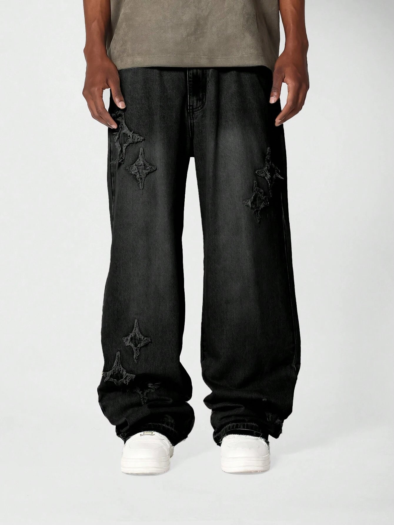 Calça SUMWON Denim Solto com Aplicação Stars