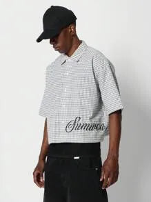 SUMWON Camisa Xadrez Ajustada com Bordado